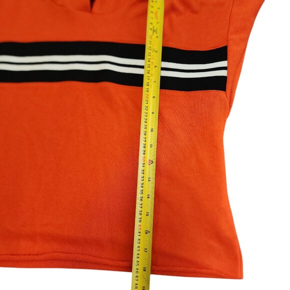 Forever 21 Sweatshirt Women's Size Small Cropped Orange Hooded Striped Hoodie - Picture 8 of 9